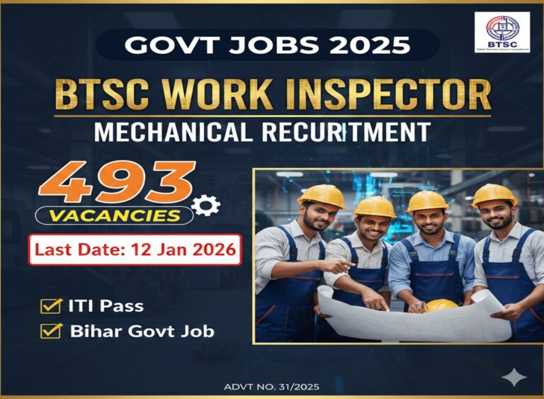 BTSC Bihar Work Inspector (Mechanical) Recruitment 2025