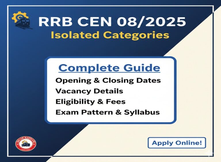 RRB Ministerial & Isolated Category Recruitment Online Form 2025