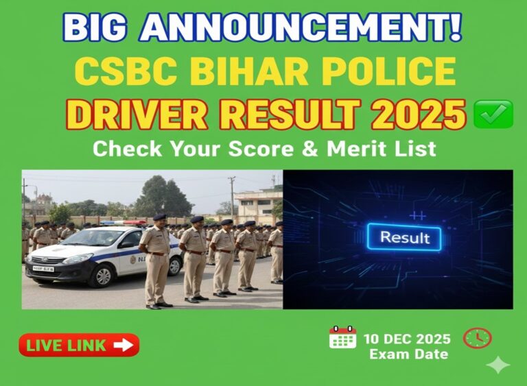 CSBC Bihar Police Driver Result 2025 Declared