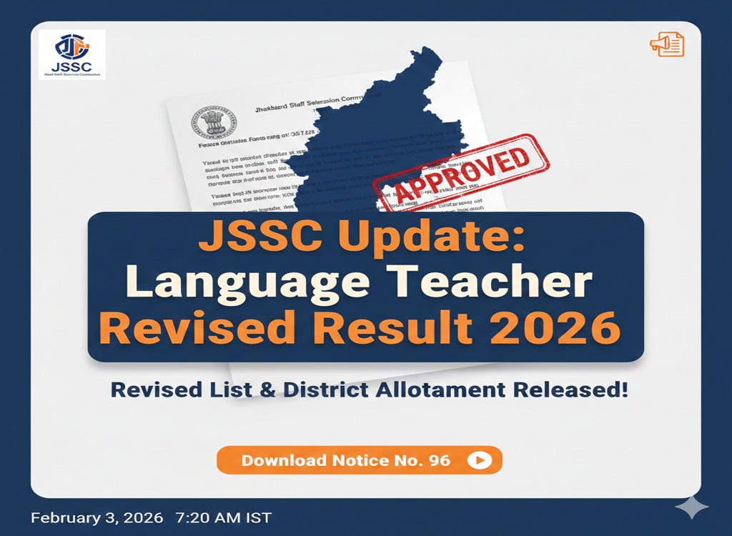 JSSC Update: Revised Result and District Allotment for Language Teachers Released