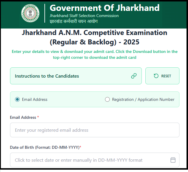 Jharkhand JSSC ANM Recruitment 2025 Admit Card Download