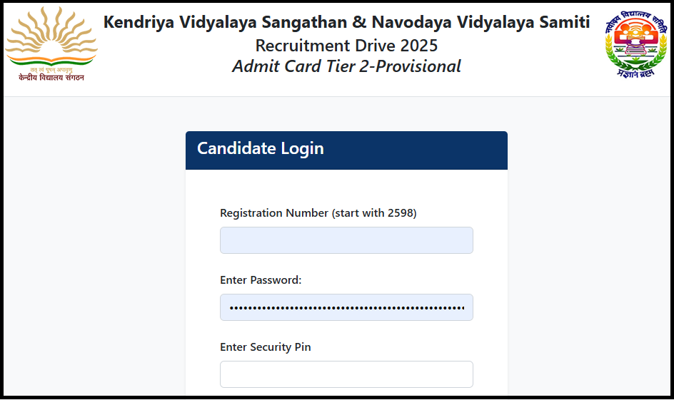 KVS NVS Teaching & Non-Teaching Tier-II Admit Card 2026 Out
