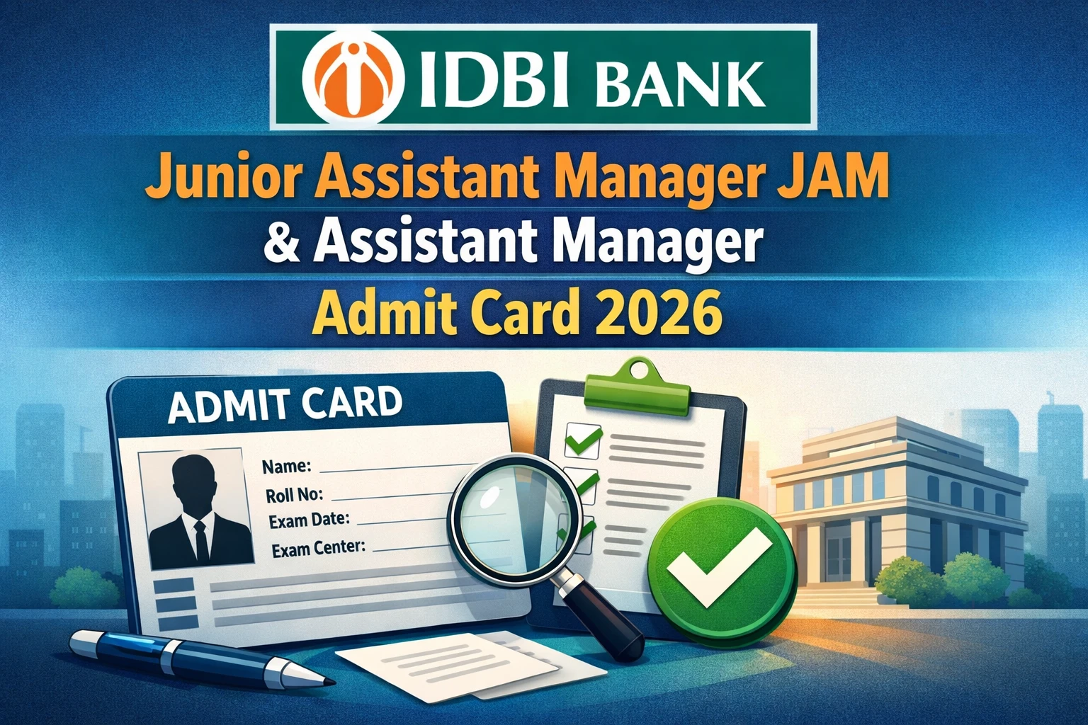 IDBI Junior Assistant Manager JAM & Assistant Manager Admit Card 2026