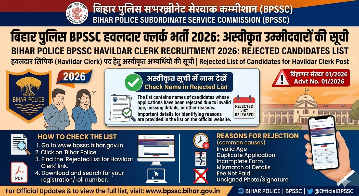 Bihar Police BPSSC Havildar Clerk Rejected Candidates List 2026
