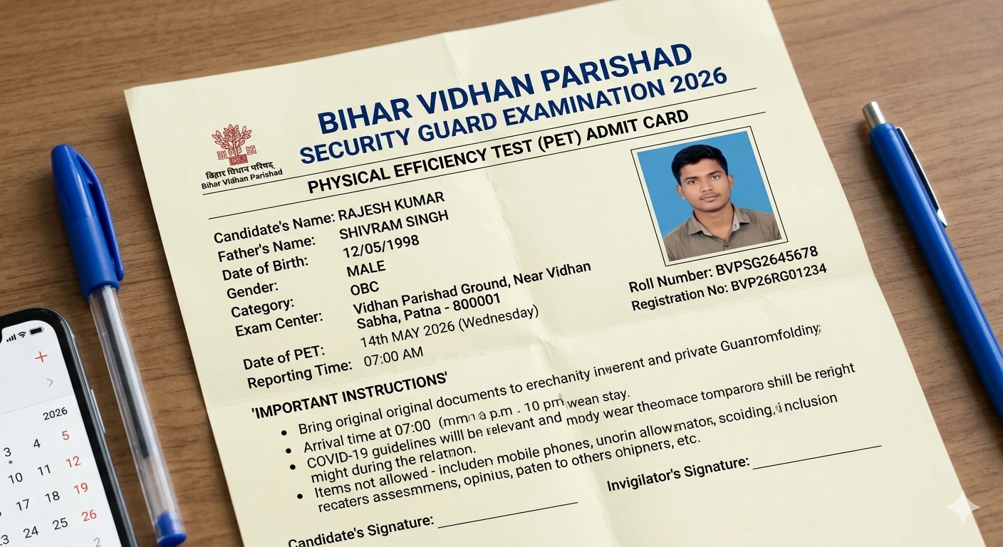 Bihar Vidhan Parishad Security Guard Physical Admit Card 2026