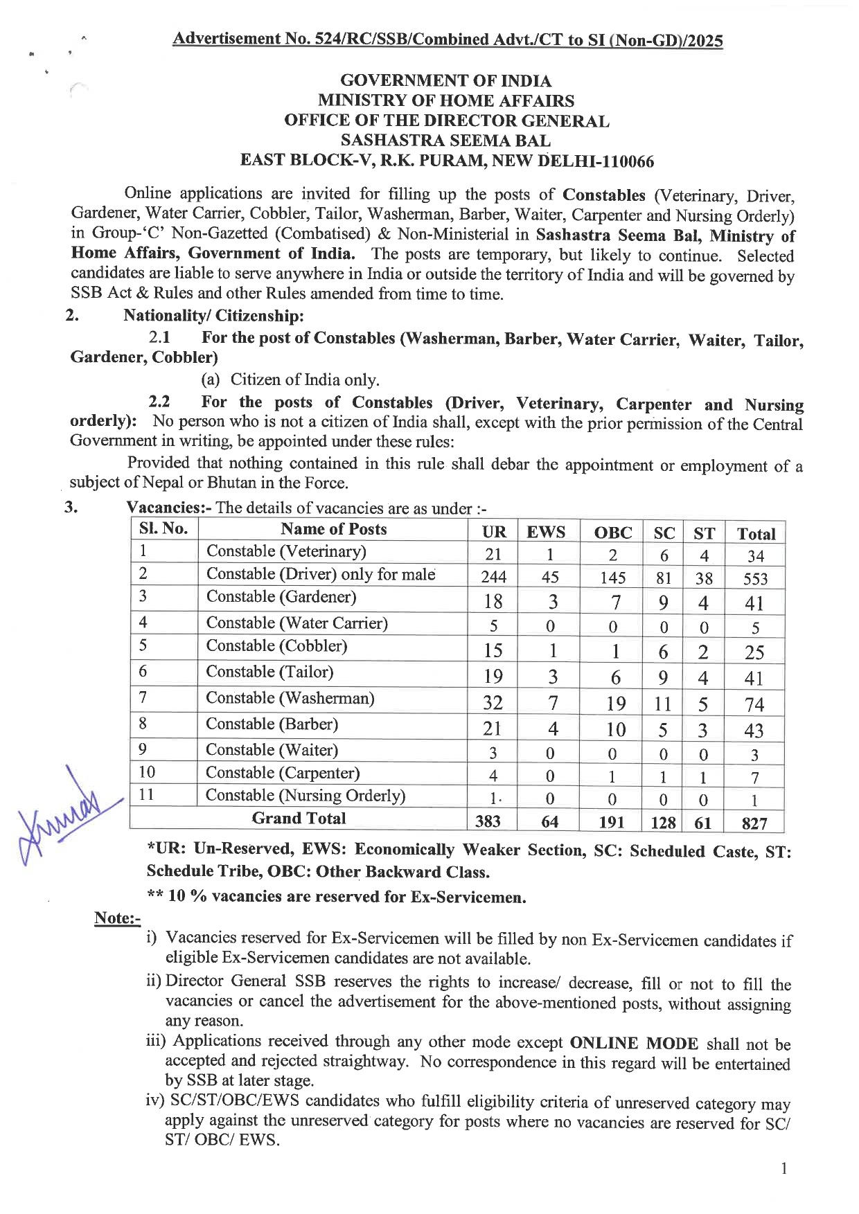 Sashastra Seema Bal (SSB) Bharti 2026 Notice