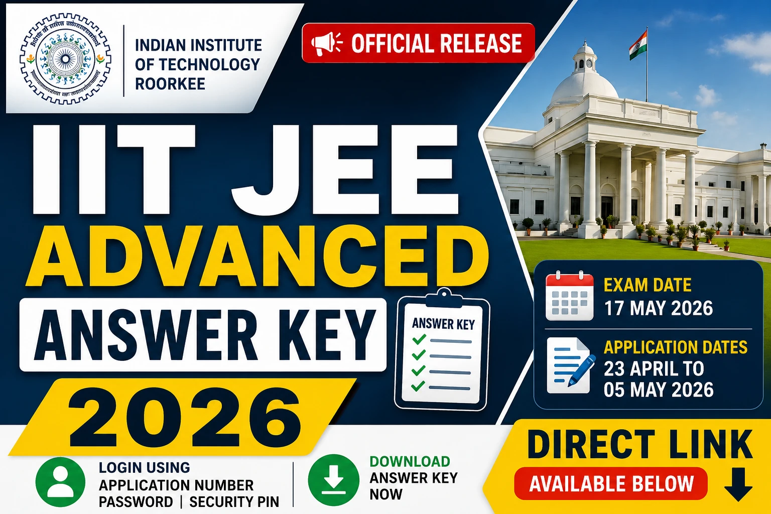 IIT JEE Advanced Answer Key 2026