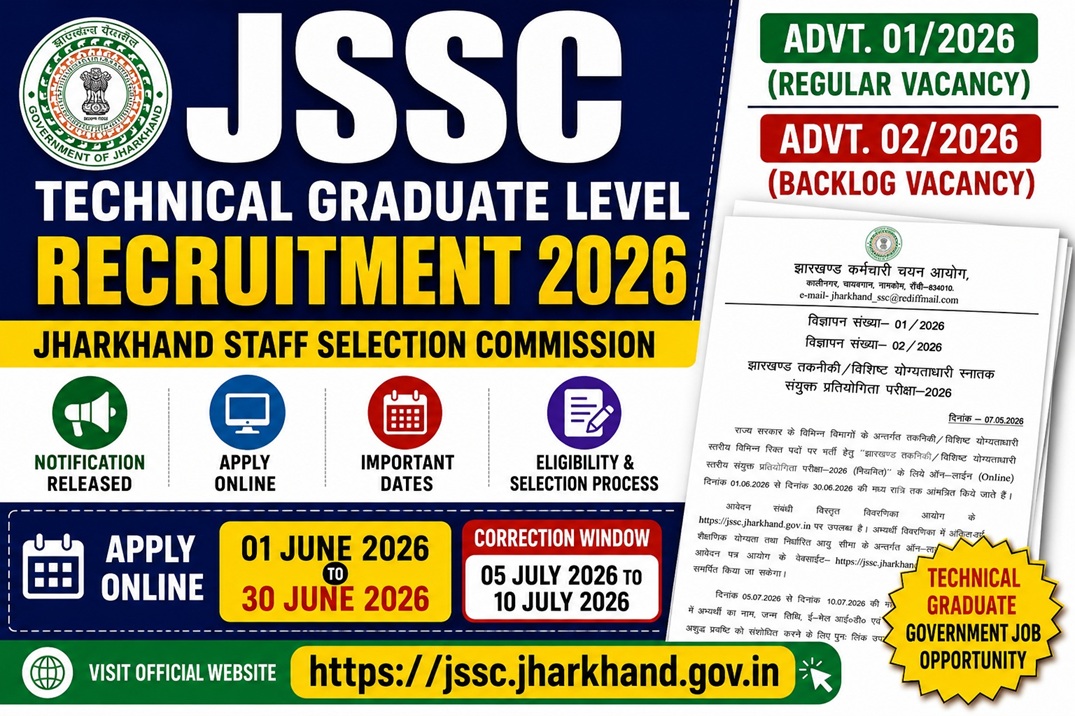 JSSC Technical Graduate Level Recruitment 2026 Notification Out