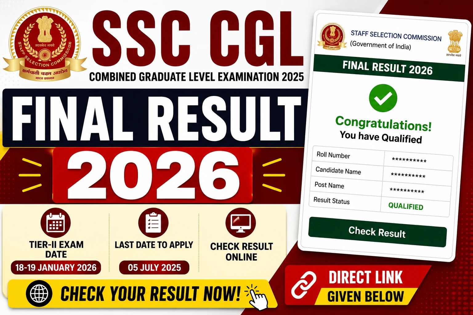 SSC CGLFinal Result 2026