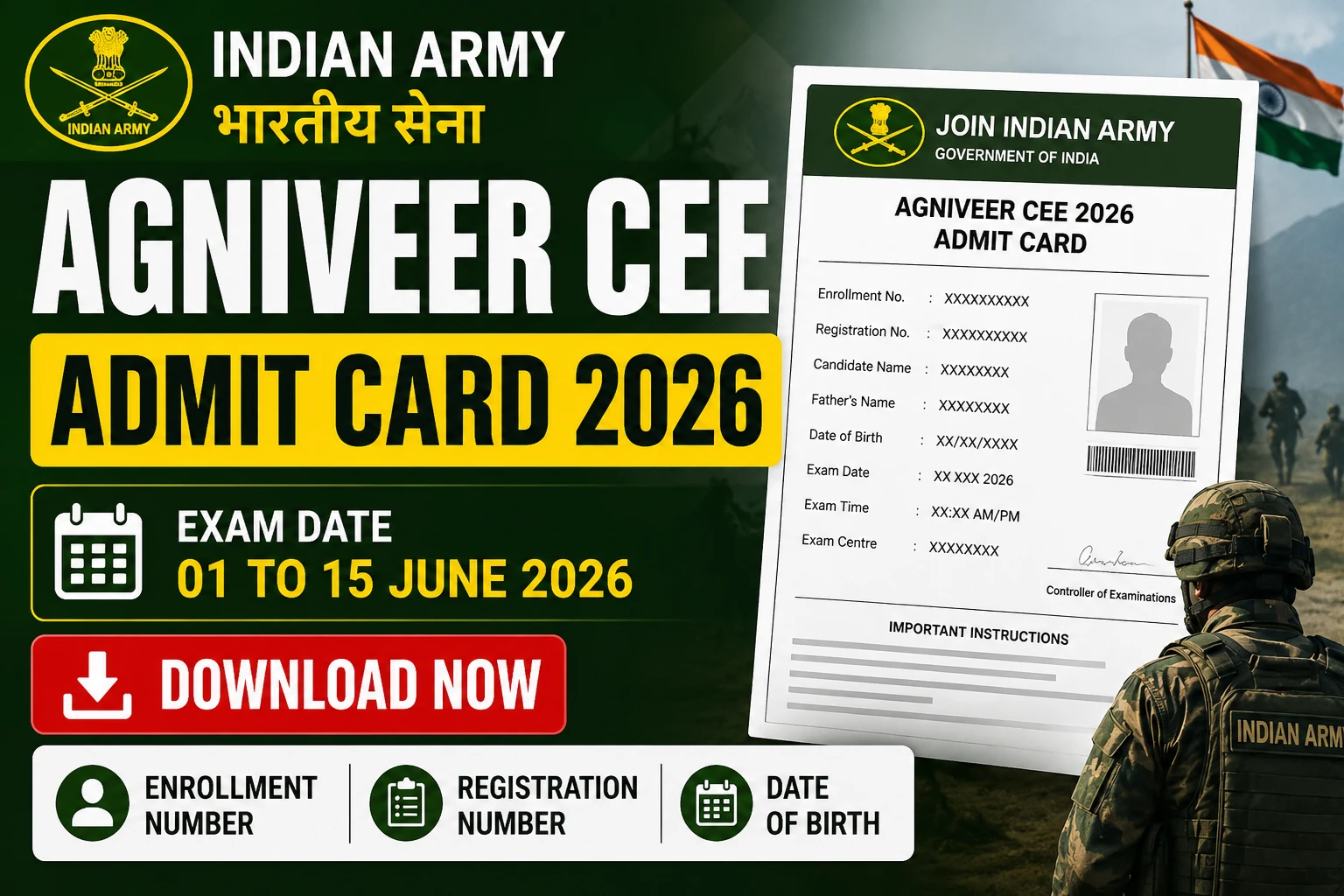 Indian Army Agniveer CEE Admit Card 2026