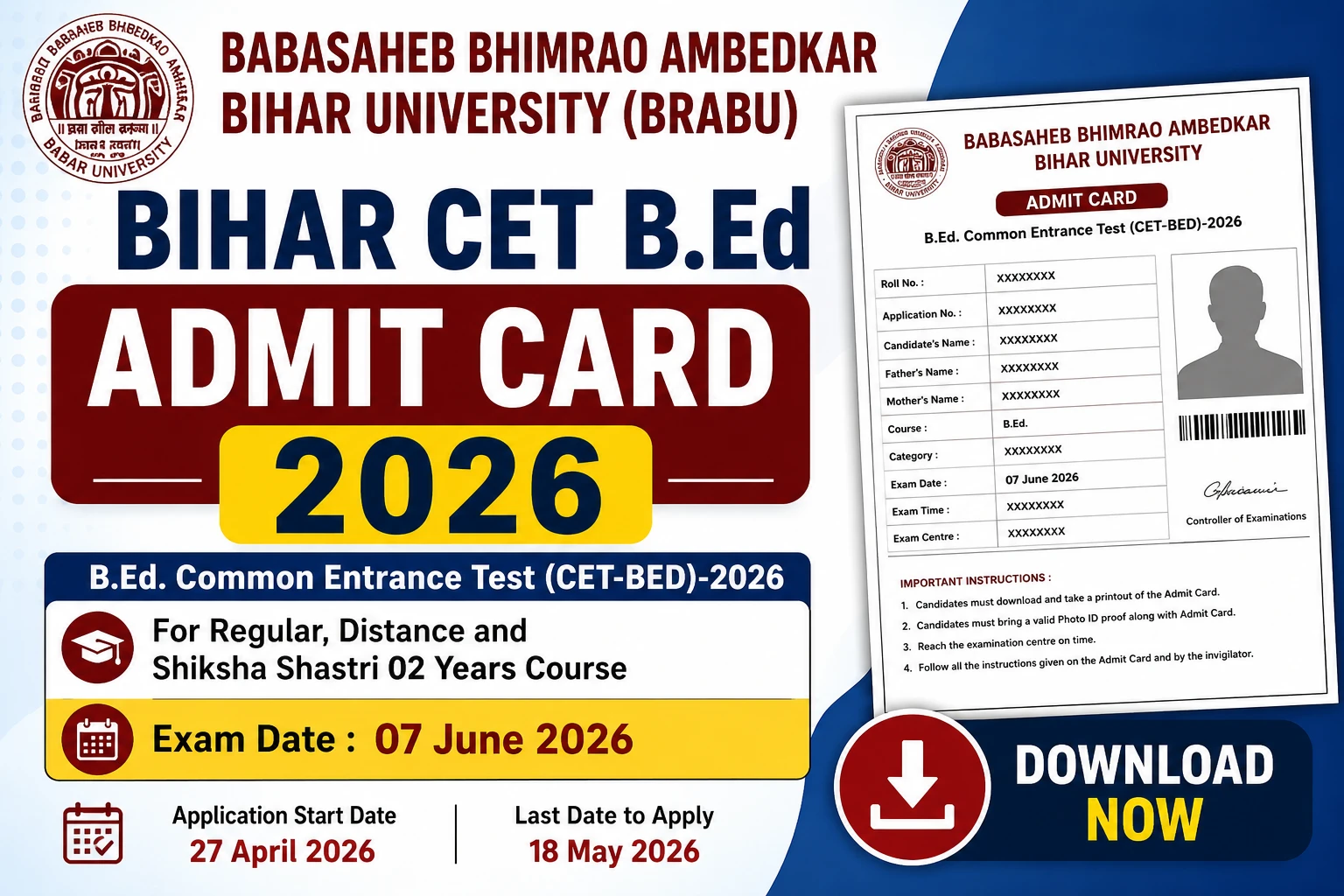 Bihar CET B.Ed Admit Card 2026