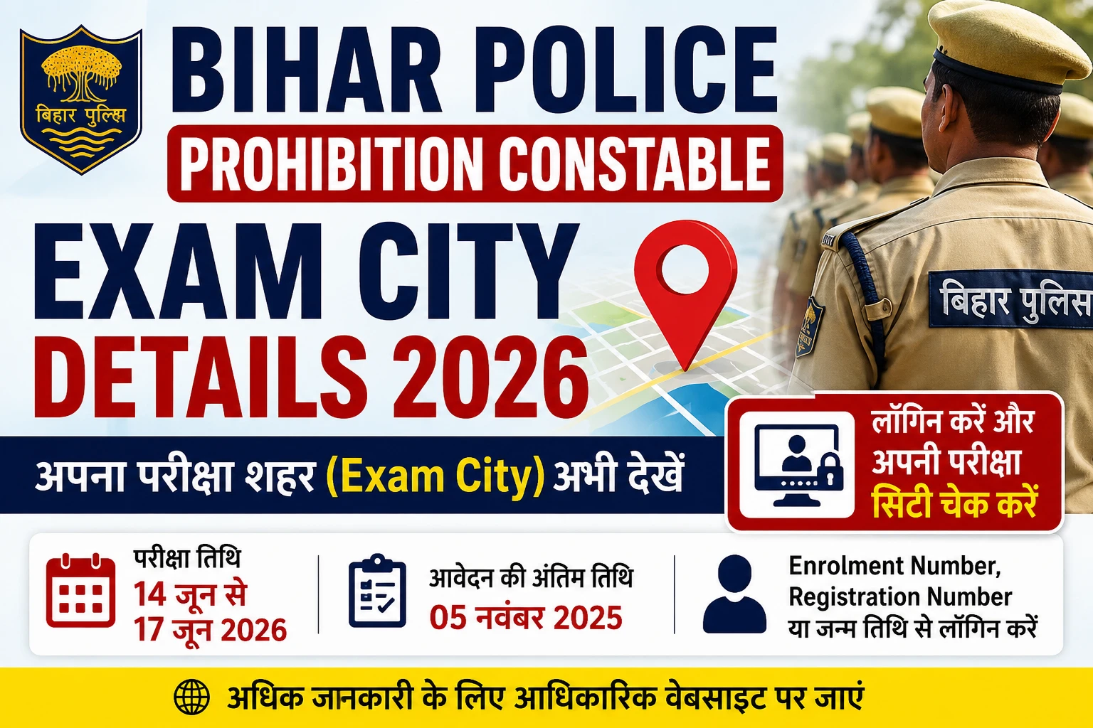 Bihar Police Prohibition Constable Exam City Details 2026