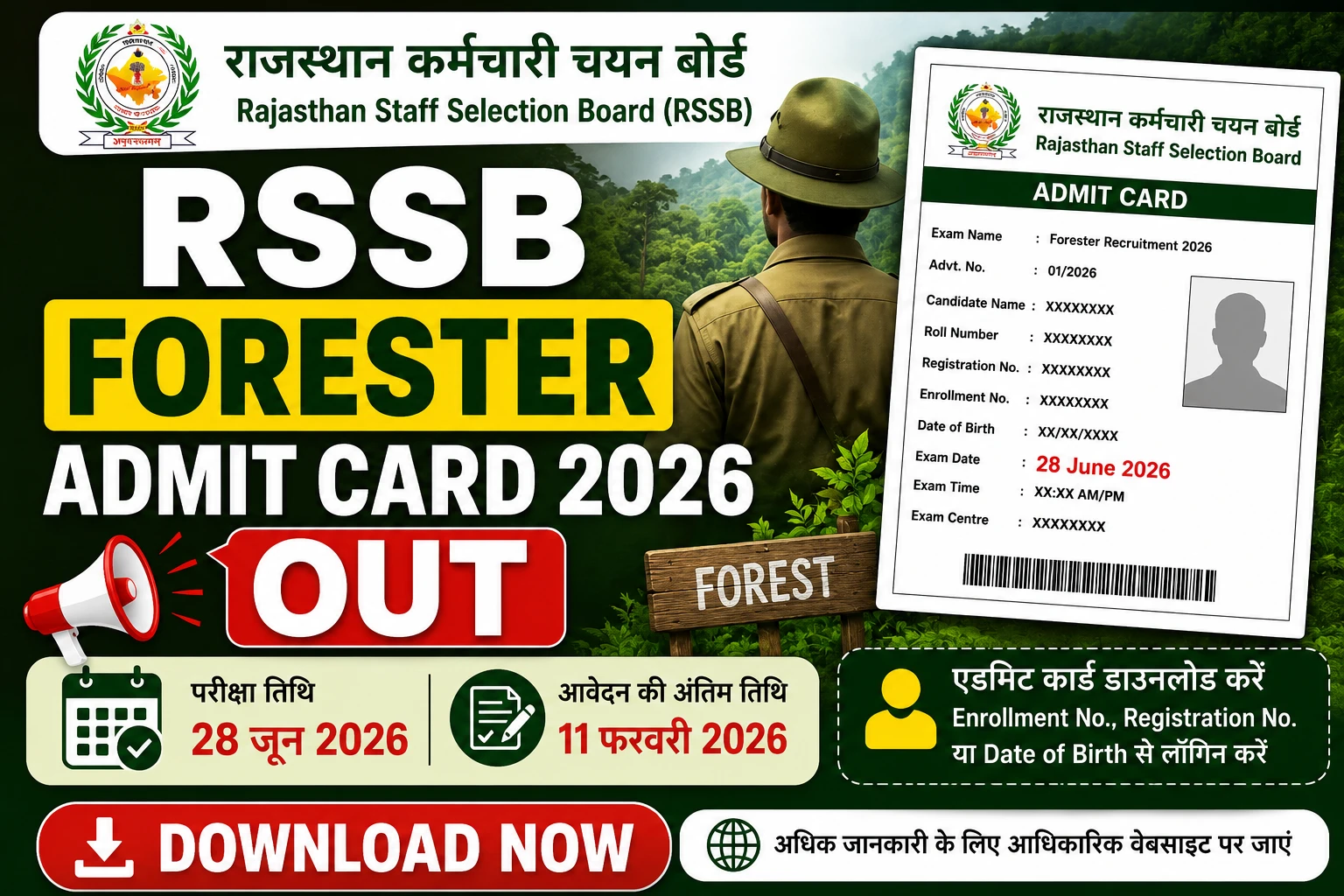 RSSB Forester Admit Card 2026