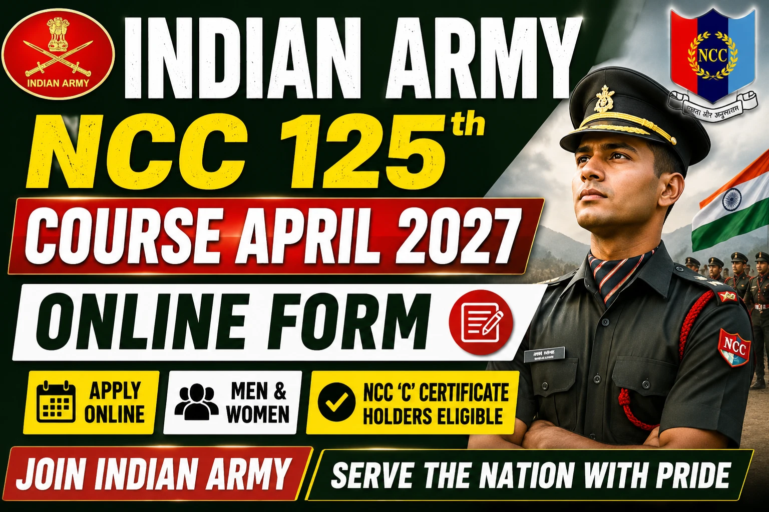 Indian Army NCC 125th Course April 2027 Online Form !