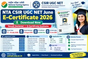 NTA CSIR UGC NET June E-Certificate 2026