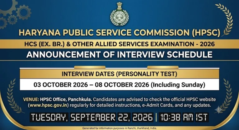 HPSC HCS Interview Schedule 2026