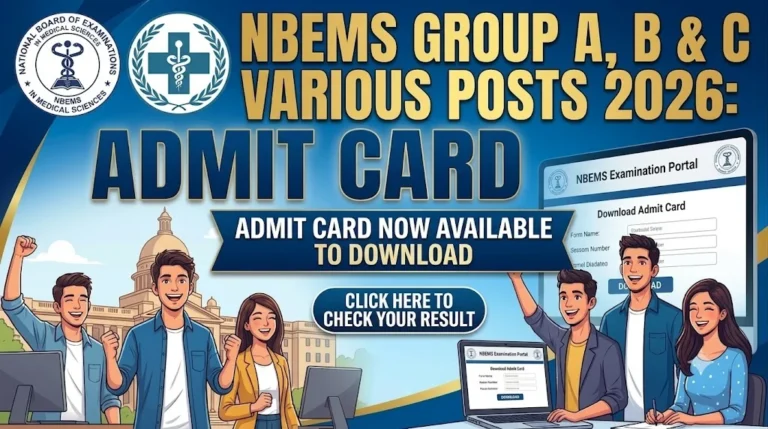 NBEMS Group A, B & C Various Post Admit Card 2026