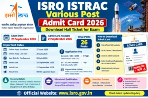 ISRO ISTRAC Various Post Admit Card 2026