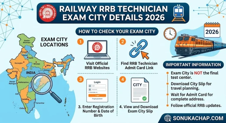 Railway RRB Technician Exam City Details 2026
