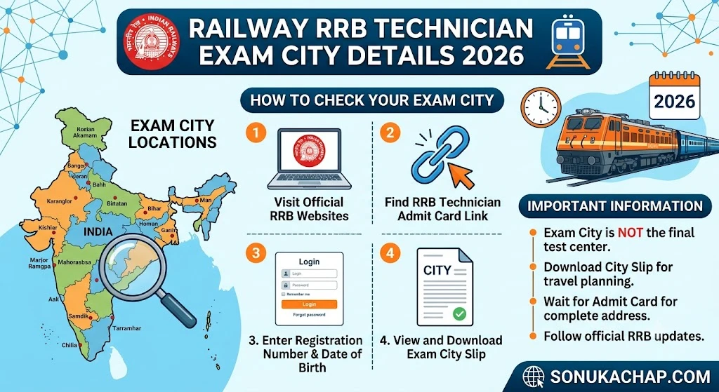 Railway RRB Technician Exam City Details 2026