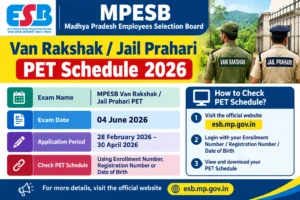 MPESB Van Rakshak / Jail Prahari PET Schedule 2026