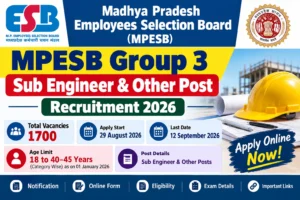 MPESB Group 3 Sub Engineer & Other Post Recruitment 2026