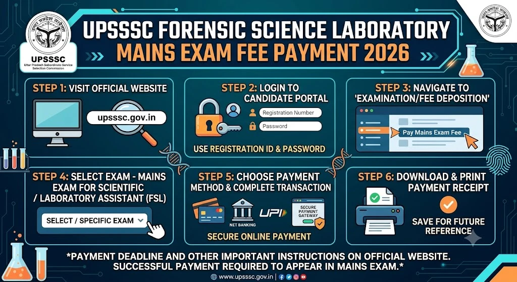 UPSSSC Forensic Science Laboratory Mains Exam Fee Payment 2026