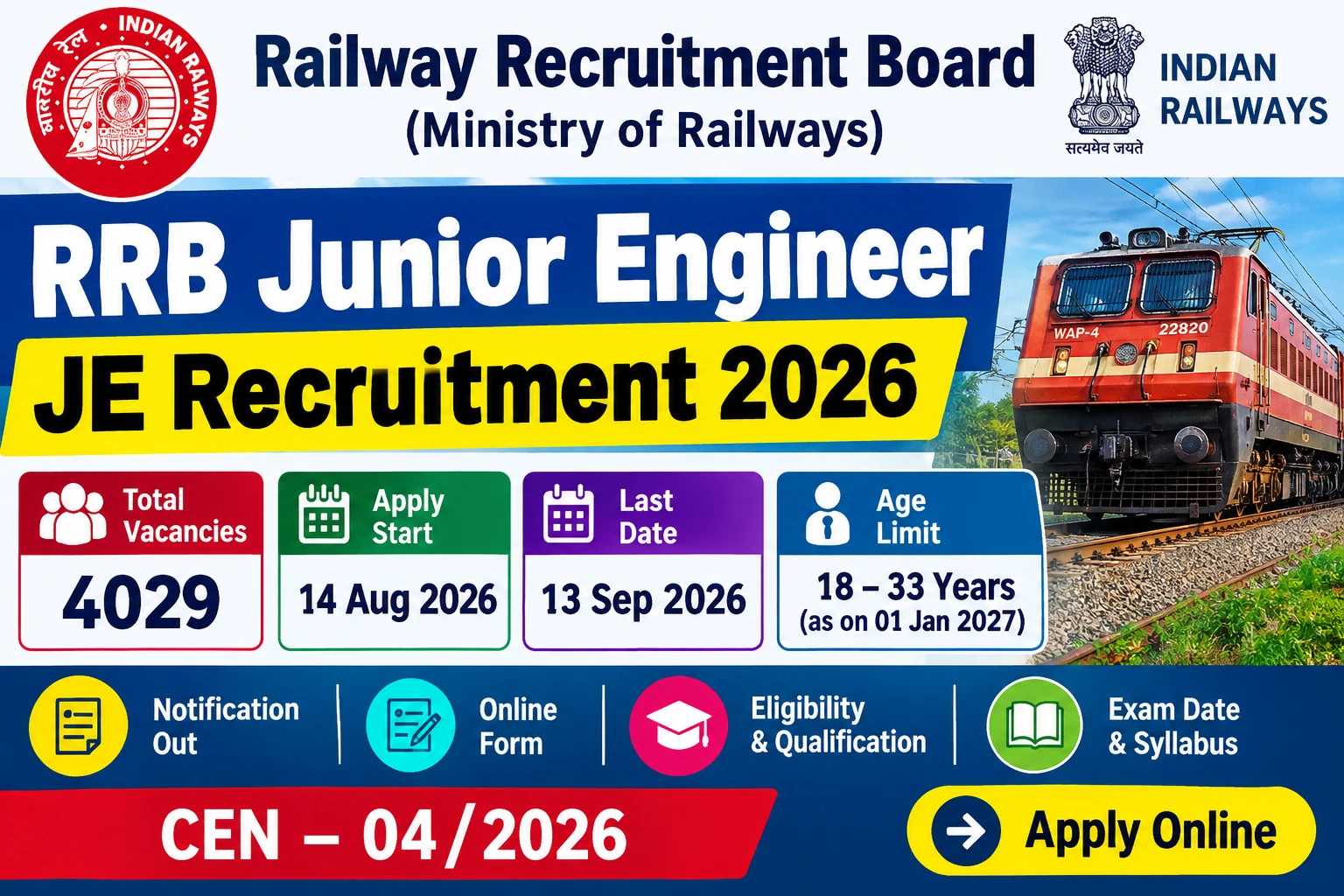 RRB Junior Engineer JE Recruitment 2026
