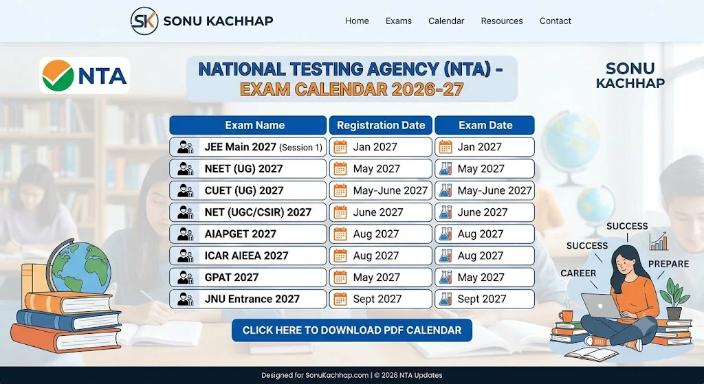 NTA Exam Calendar 2026-27
