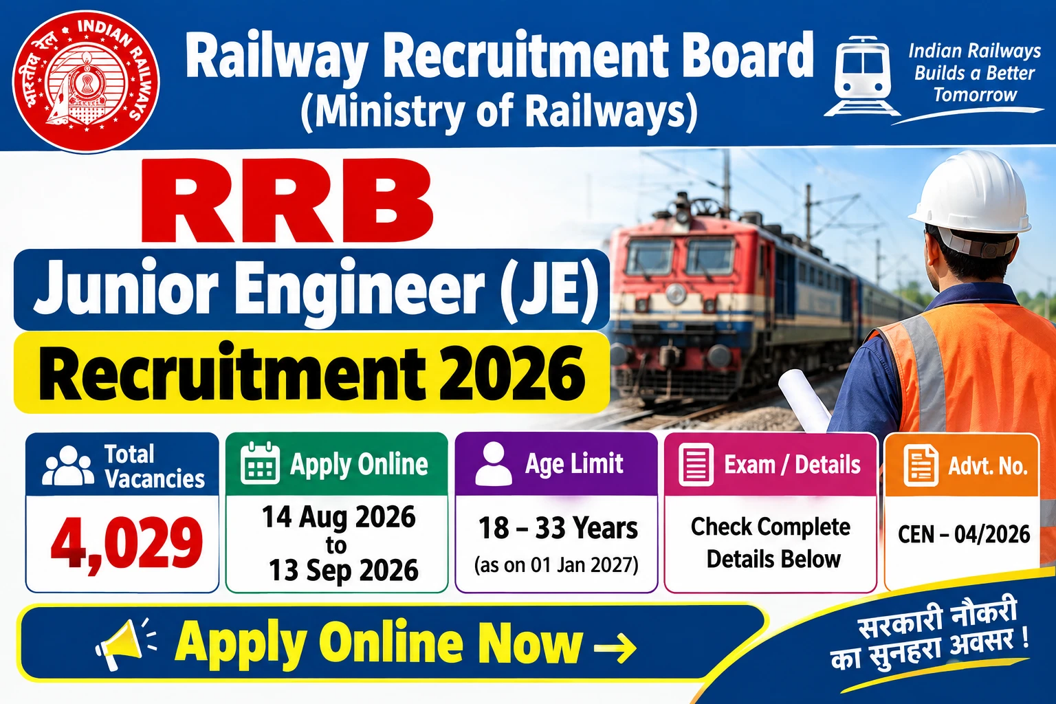 RRB Junior Engineer JE Recruitment 2026