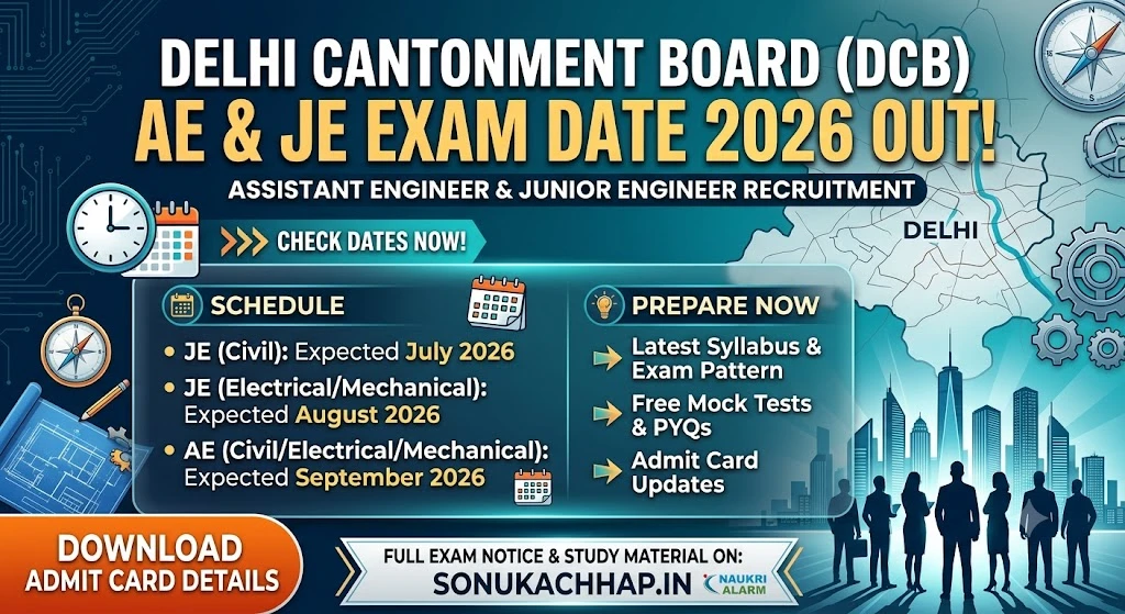 Delhi Cantonment Board DCB AE and JE Exam Date 2026