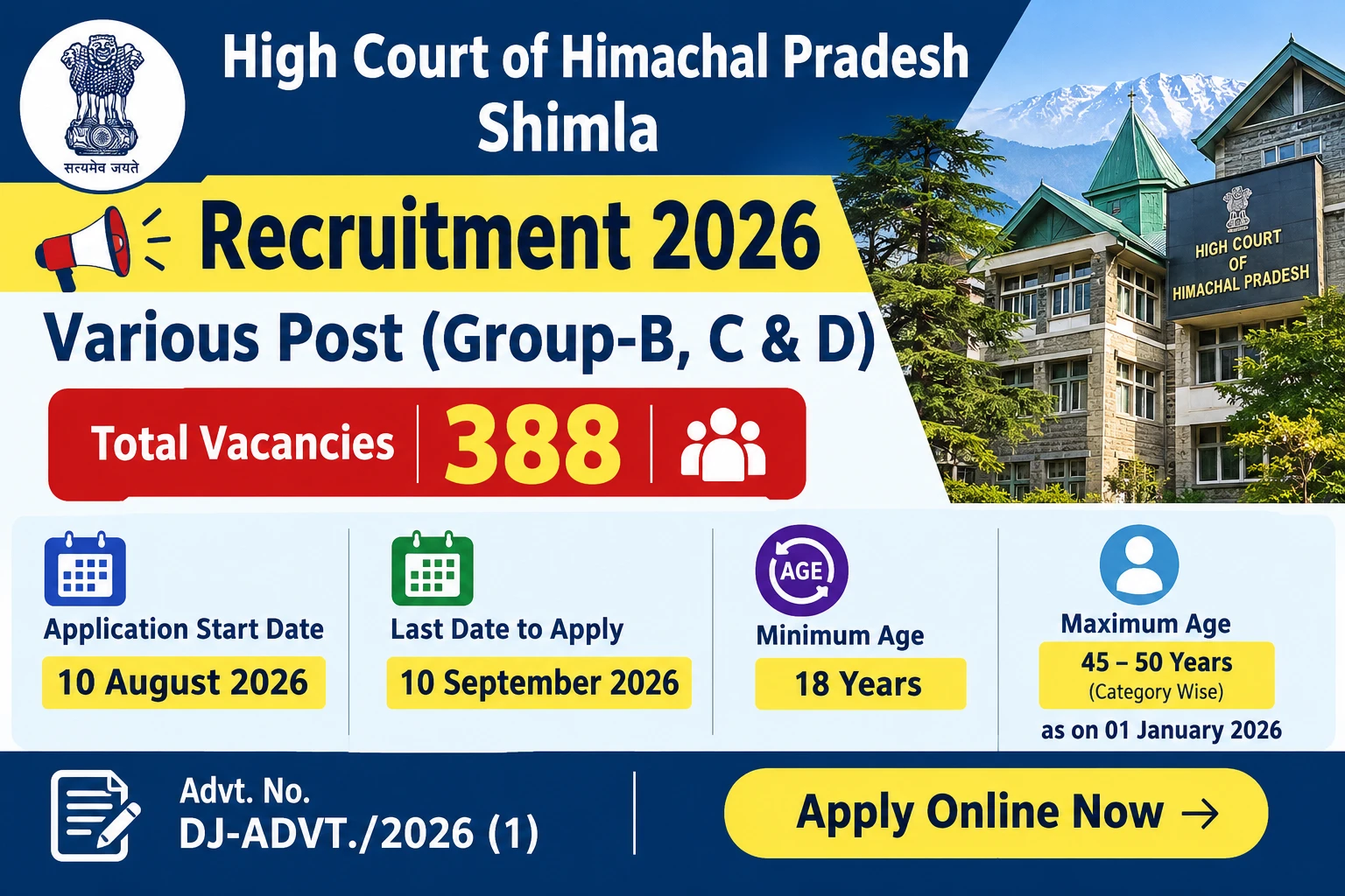 Himachal Pradesh High Court Various Post Recruitment 2026