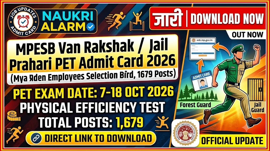 MPESB Van Rakshak / Jail Prahari PET Admit Card 2026