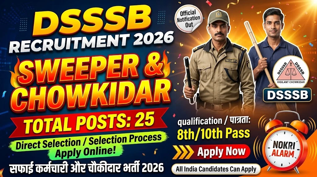 DSSSB Sweeper & Chowkidar Recruitment 2026 for 25 Posts