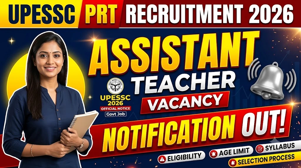 create a image naukri alarm like a thumbnail UPESSC PRT Assistant Teacher Recruitment 2026