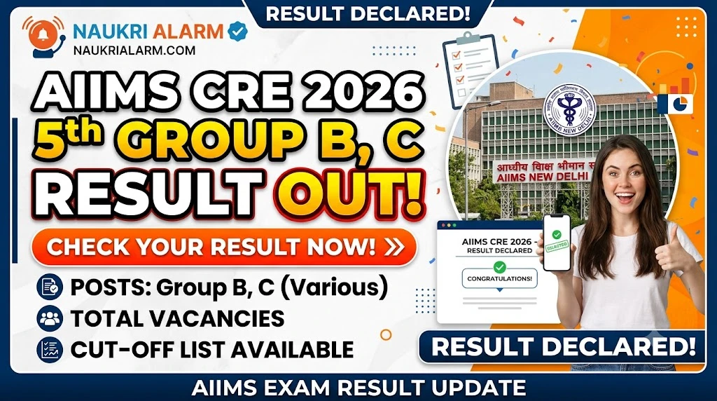AIIMS CRE 5th Group B, C Result 2026