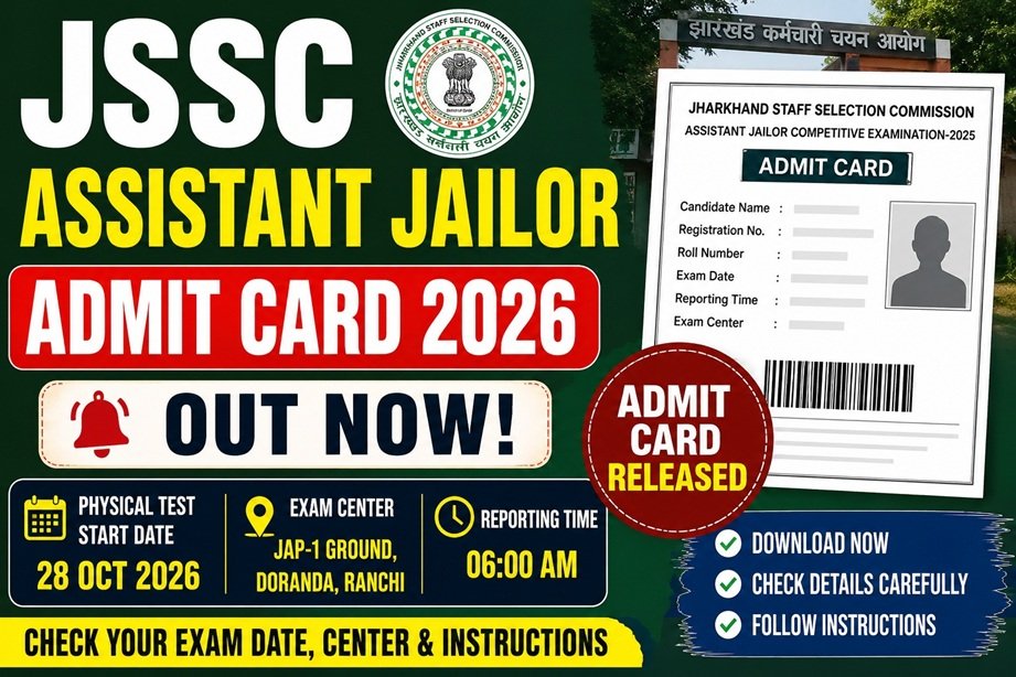 JSSC Assistant Jailor Admit Card 2026 Out